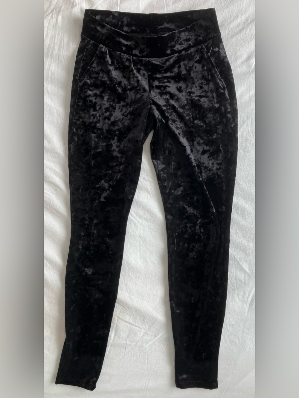 Signature Waist Crushed Velvet 90% Cotton Leggings Black 00/10 NWT Discontinued